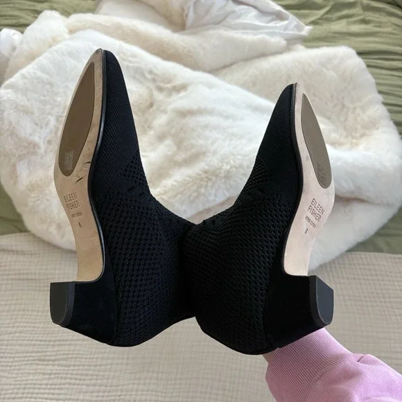 Eileen Fisher Purl Recycled Stretch Knit Bootie Womens Size 6 Black - Picture 6 of 8